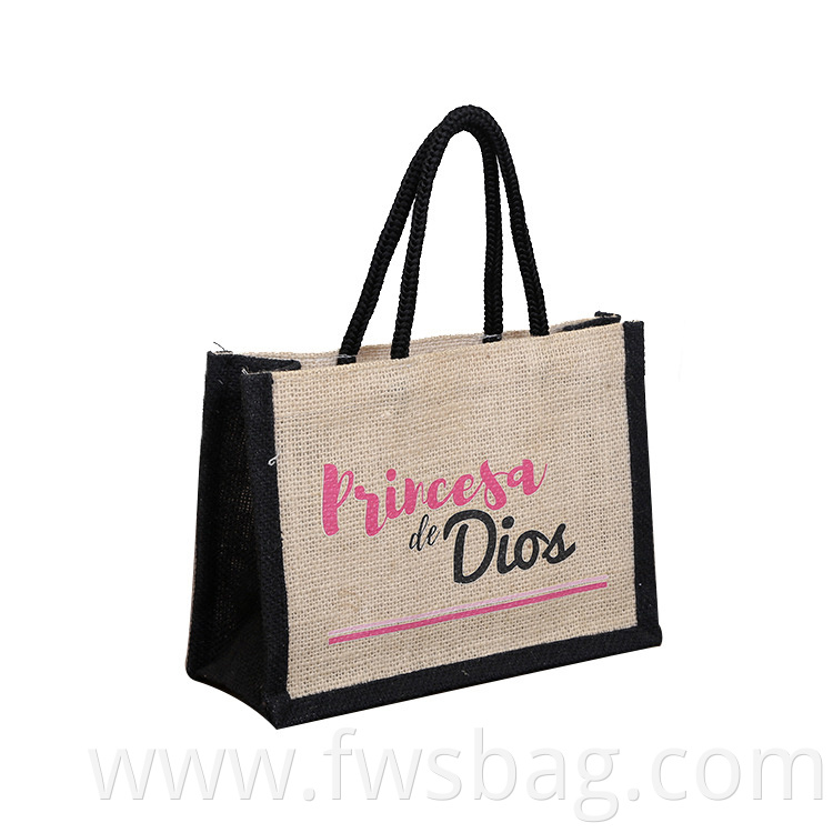 Eco Custom Print Logo Tote Bags Groceries Delivery Burlap Flax Natural Jute Shopping Bag Printed4